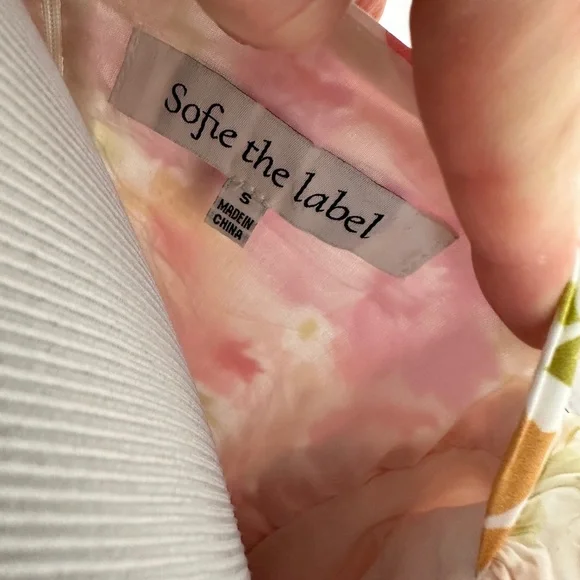 Sofie the Label Pink Floral Puff Sleeve Ruffled Skirt Sundress Size Small - Picture 7 of 8